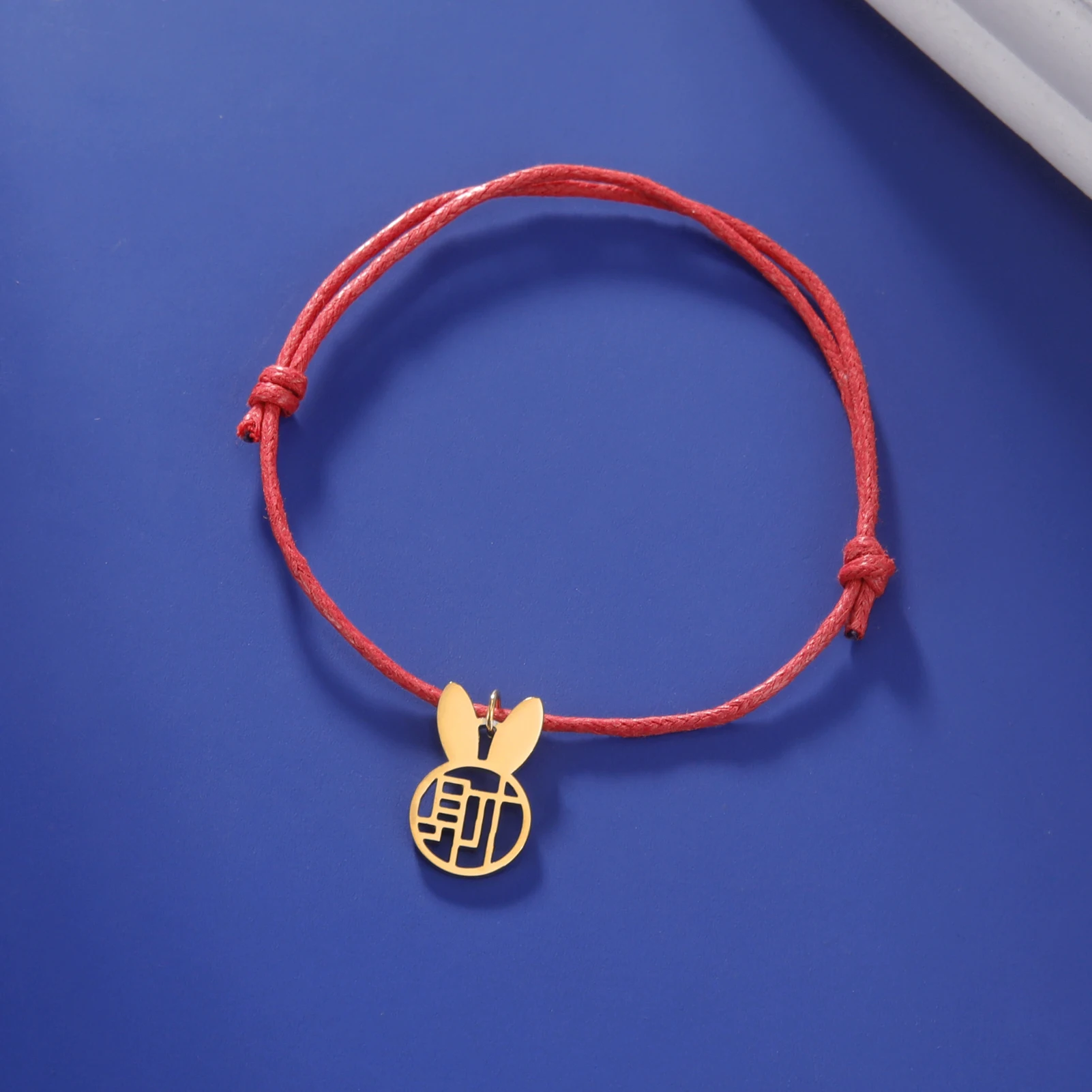 Lucky Rabbit Couple Red String Stainless Steel Bracelet Chinese Zodiac Year Chain Fortune Money Amulet Fashion Trendy Jewelry