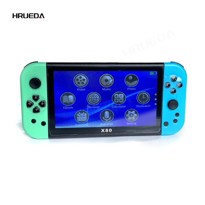 Newest X80 Portable Game Console 7 inch Screen Handheld Game Player Quad Core 16GB 10000 Free Games For PS/MAME HD TV Out