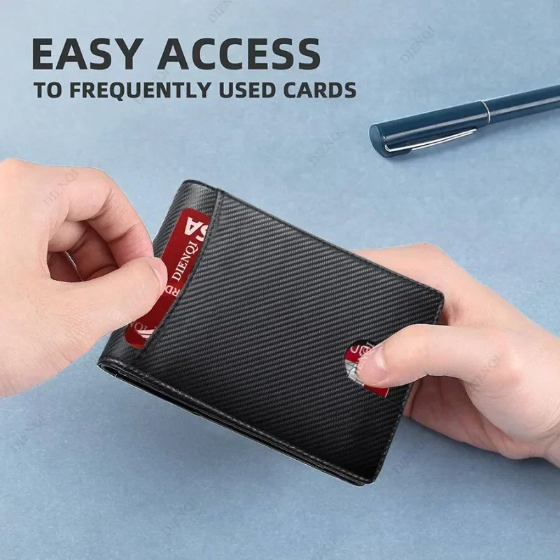 Tempat Kartu Bisnis Tempat Kartu Kredit Dompet Pintar Kulit Ultratipis untuk Pria Klip Uang Pemblokiran RFID Perlengkapan Bisnis Tipis