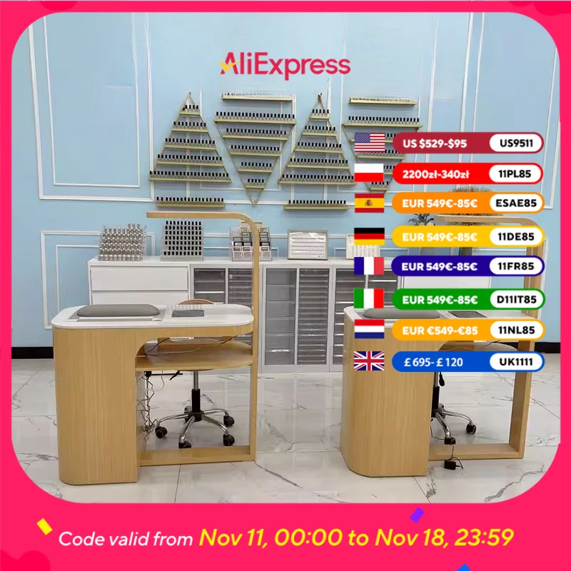 

Oficce Fancy Light Nail Table Dust Collector Luxury Workstation Art Nail Desk Salon Beauty Mesa Para Manicurista Furniture