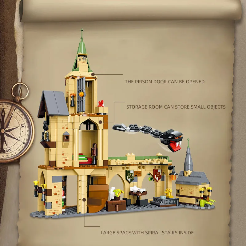 Kolekcja klocków konstrukcyjnych: film, architektura, magia, dziedziniec, blok, smok, wąż, budowa, zabawki edukacyjne na prezent.