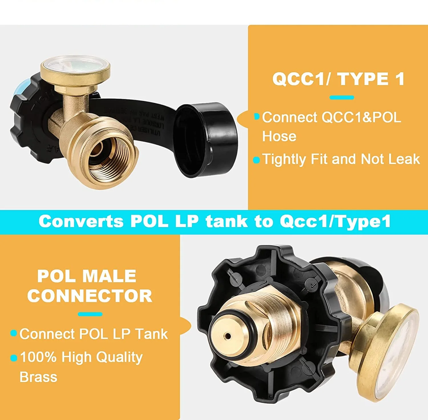 Imagem -04 - Pol Propano Gás Mangueira Adaptador Calibre Converter Kit de Recarga Qcc1 Tipo1 1lb Tanque Cilindro Antigo para Novo Serviço Válvula Fogão Latão Sólido