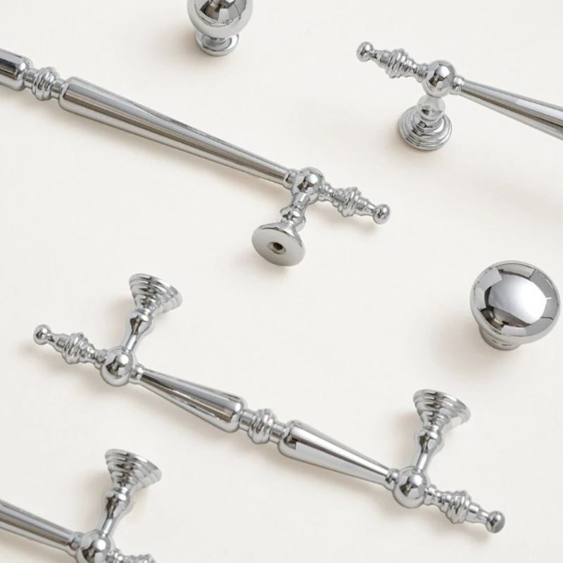 Zinc Alloy French Minimalist Handles for Wardrobe Kitchen Door Drawer Pull and Shoe Cabinet Mid-Century Style Furniture Hardware
