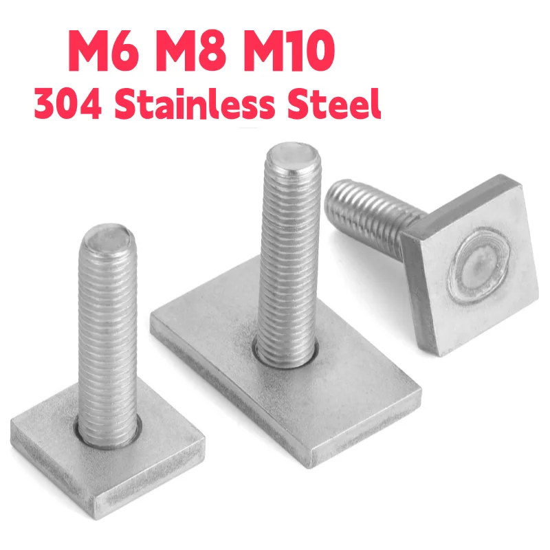 Guangluo 304 Stainless Steel Screw Chute Rail Track T-shape Bolts M6 M8 M10 Rectangle Hammer Bolt Hardware Tools Supplies