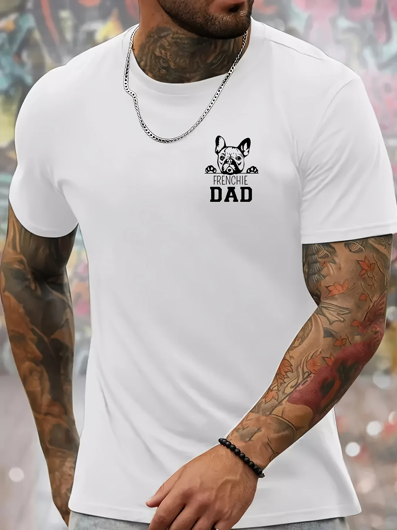 

Мужская футболка с круглым вырезом и коротким рукавом с принтом FRENCHIE DAD, универсальная повседневная летняя одежда