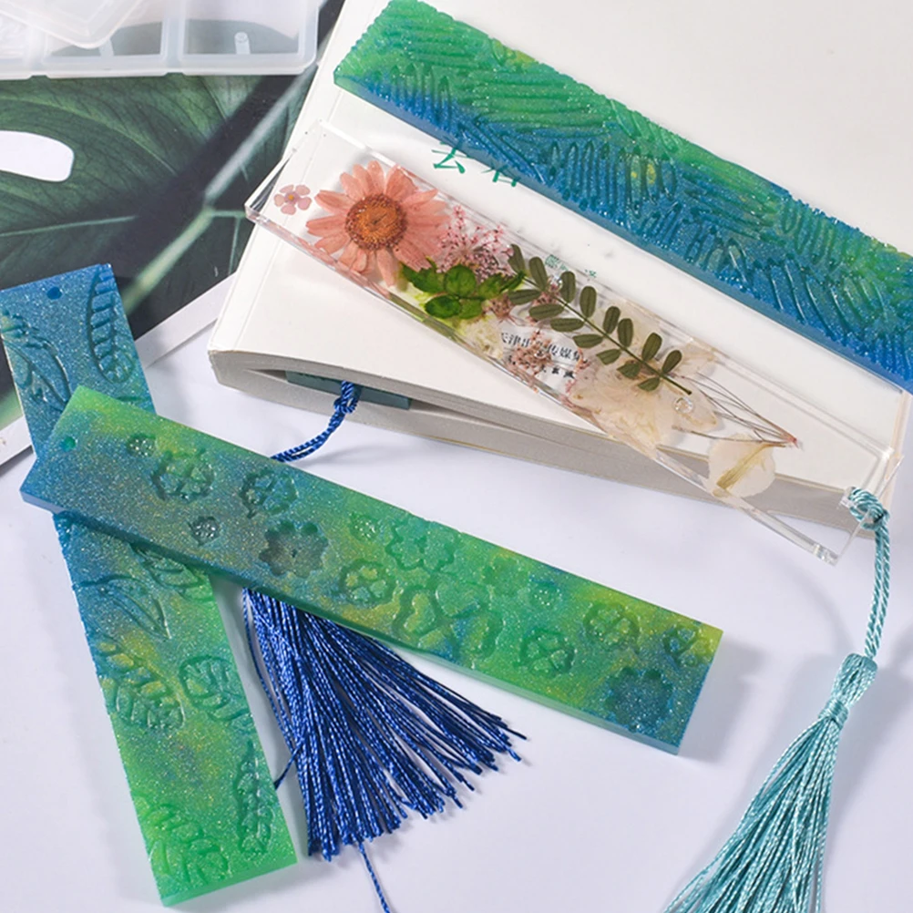 

2pcs Silicone Bookmark Mould For Epoxy Resin Diy Craft Blank Making Tool Rectangle Mold Student Stationery Reusable Book Marker