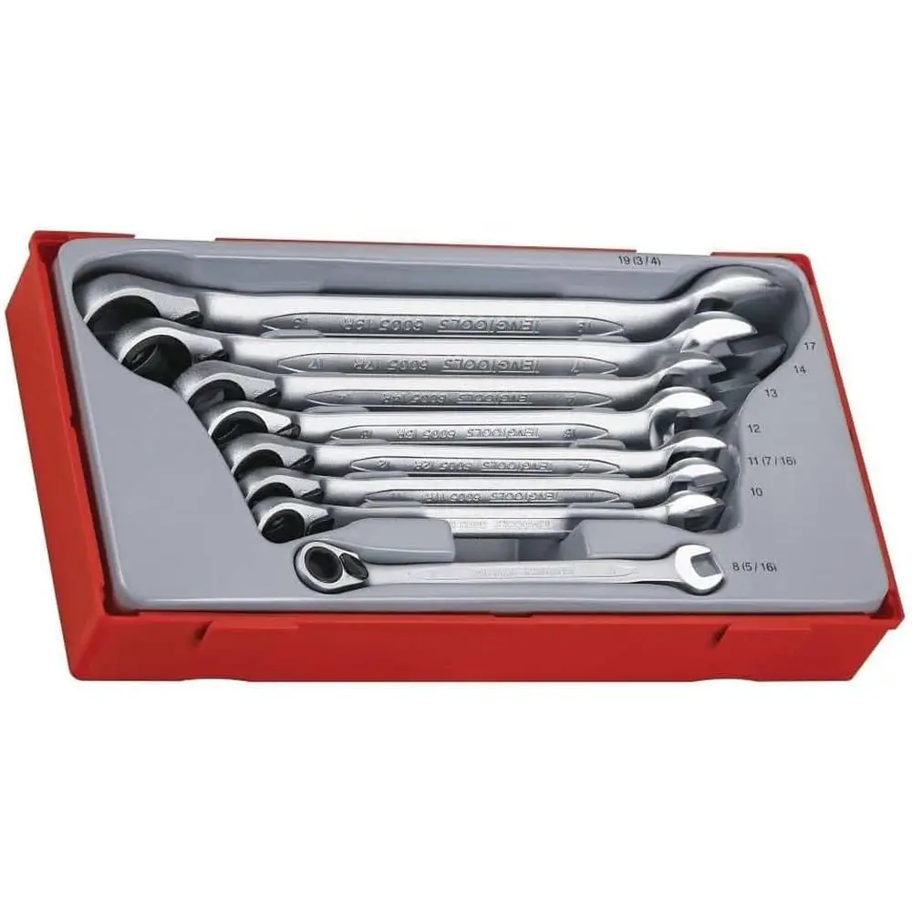 

12-Point Metric Ratcheting Wrench Set, 8-19mm, 8 Piece, Silver