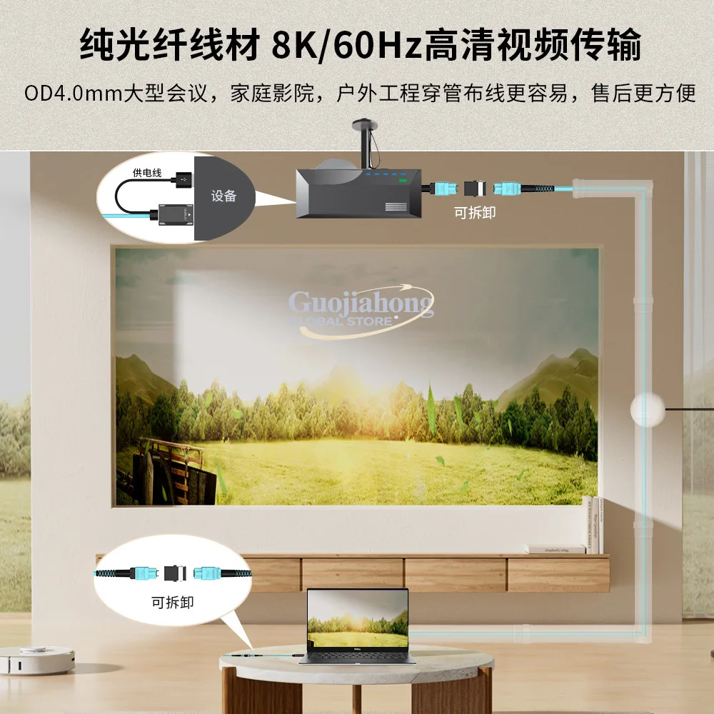 8KMPO pure optical fiber cable version 2.1 TV computer projector display technology engineering high definition cable