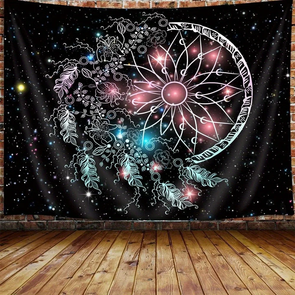 Красочный большой гобелен «Ловец снов», розовый гобелен «Ловец снов» с перьями «Ловец снов», настенный декор для подростков, эстетический,