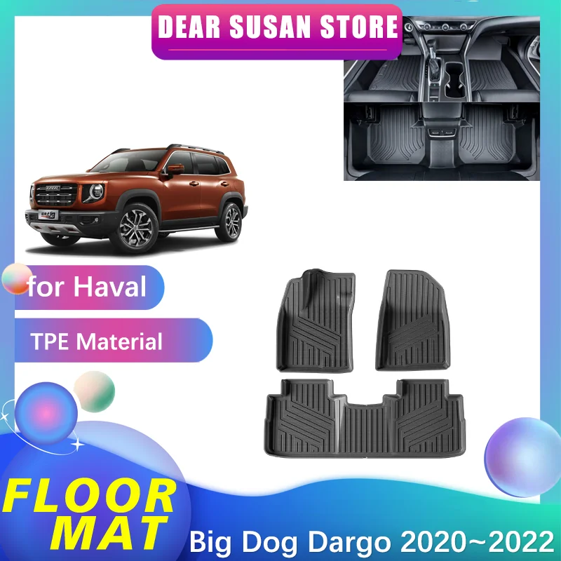 

Car Floor Mat for Haval Big Dog Dargo 2020~2022 2021 Part Foot TPE Liner Carpet Interior Pad Custom Cover Rug Panel Accessories