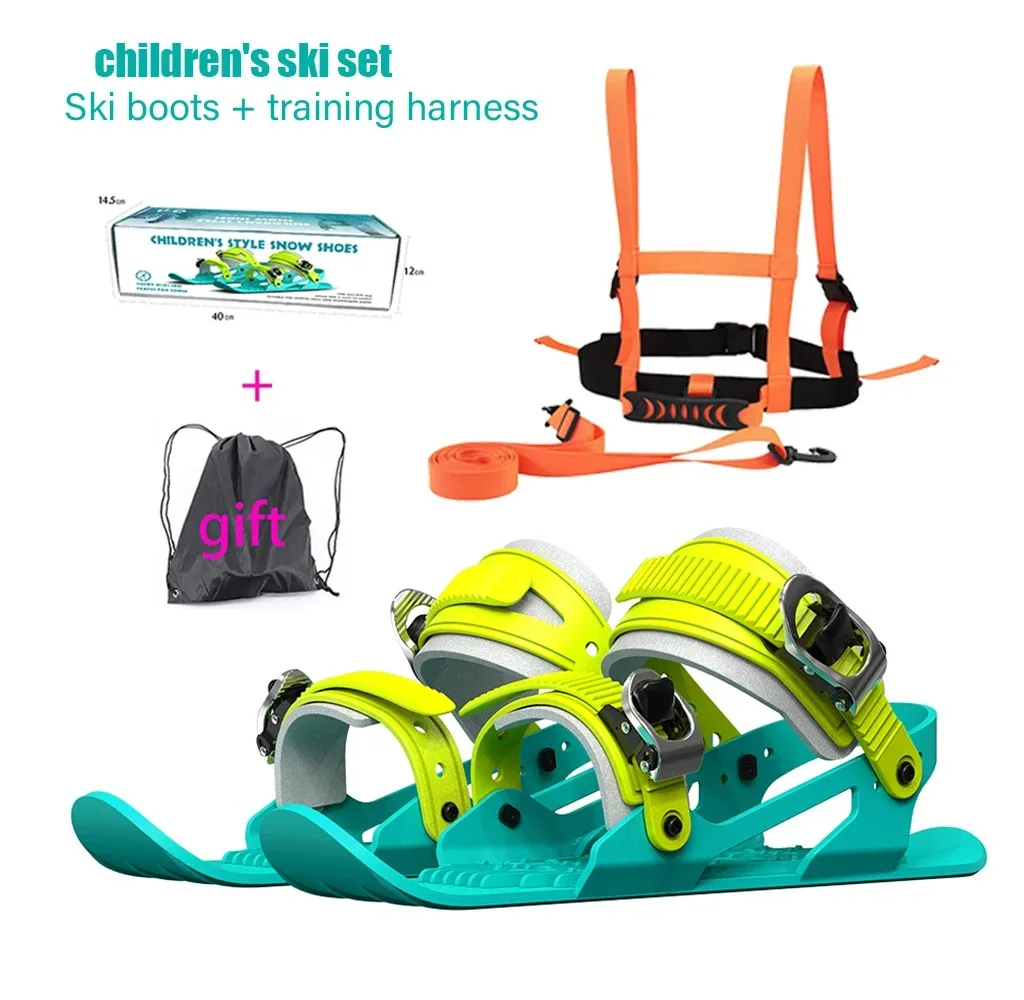 Children's Mini Adjustable Ski Skates Portable Snowboard Shoes Winter Outdoor Sports Equipment Shortboard Binding for Skiing