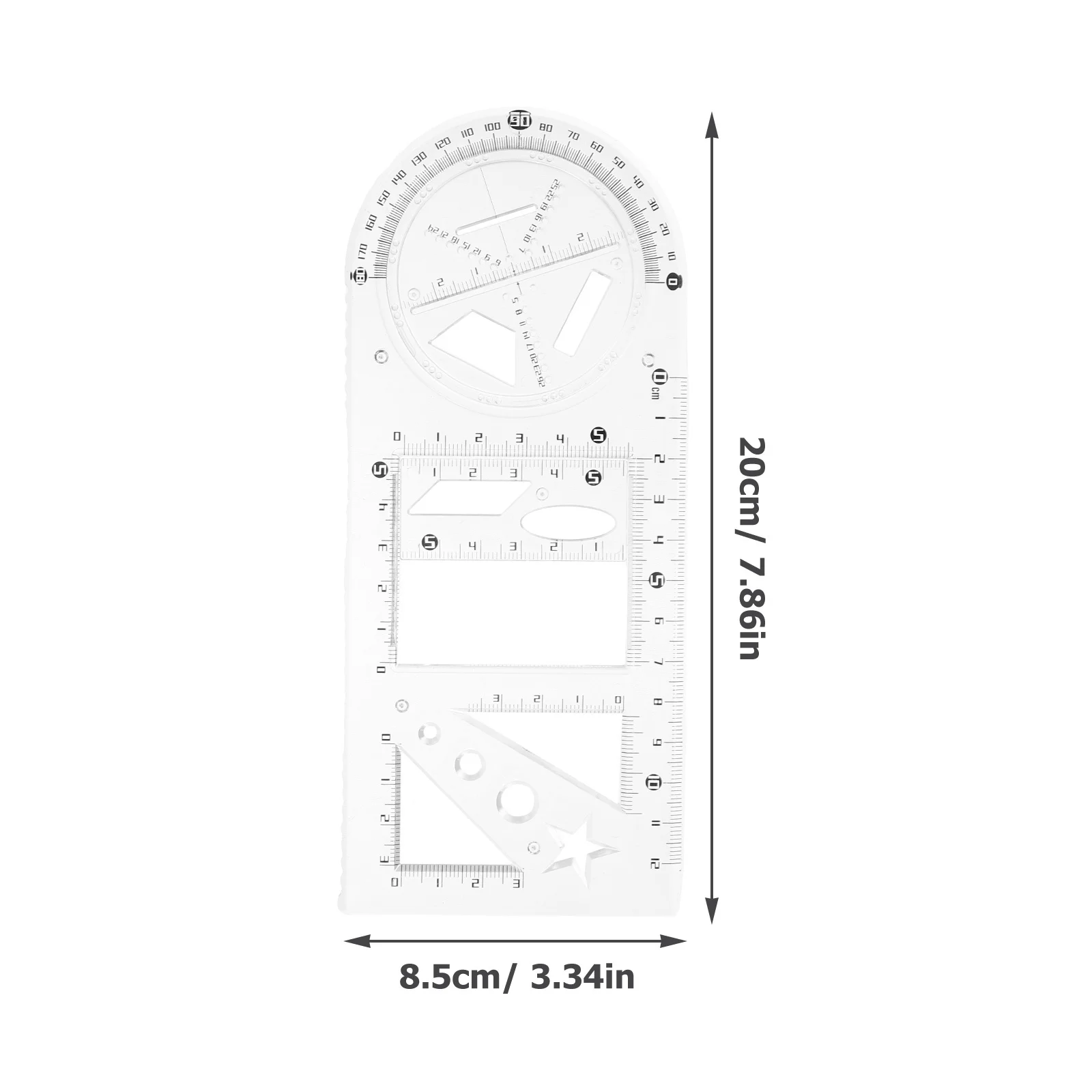 1Set Geometric Drawing Stencils Multi-Functional Students Architectural Drafting Tool Drawing Supplies Artist Tool