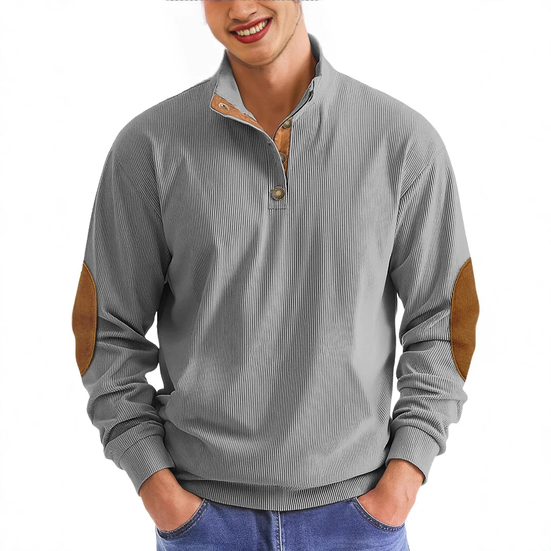 

Men's Casual Long Sve Knitted Hoodie Velvet Comfortable Spring Autumn Outdoors Leisure Stand Collar Sweater Youth Stripe