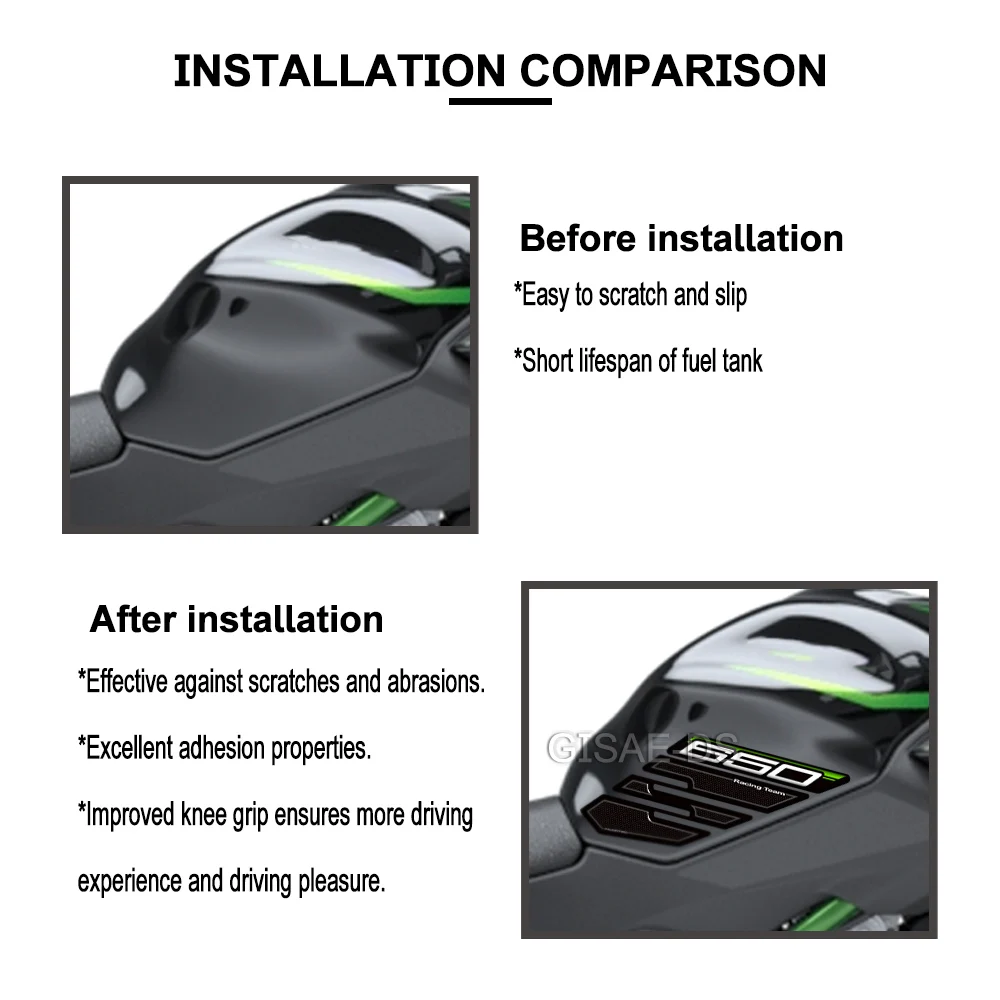 

For kawasaki Ninja Z 650 Z650 Motorcycle Protector Tank Knee Pad Grips Gas Fuel Oil Stickers Decals 2020 2021 2022 2023 2024