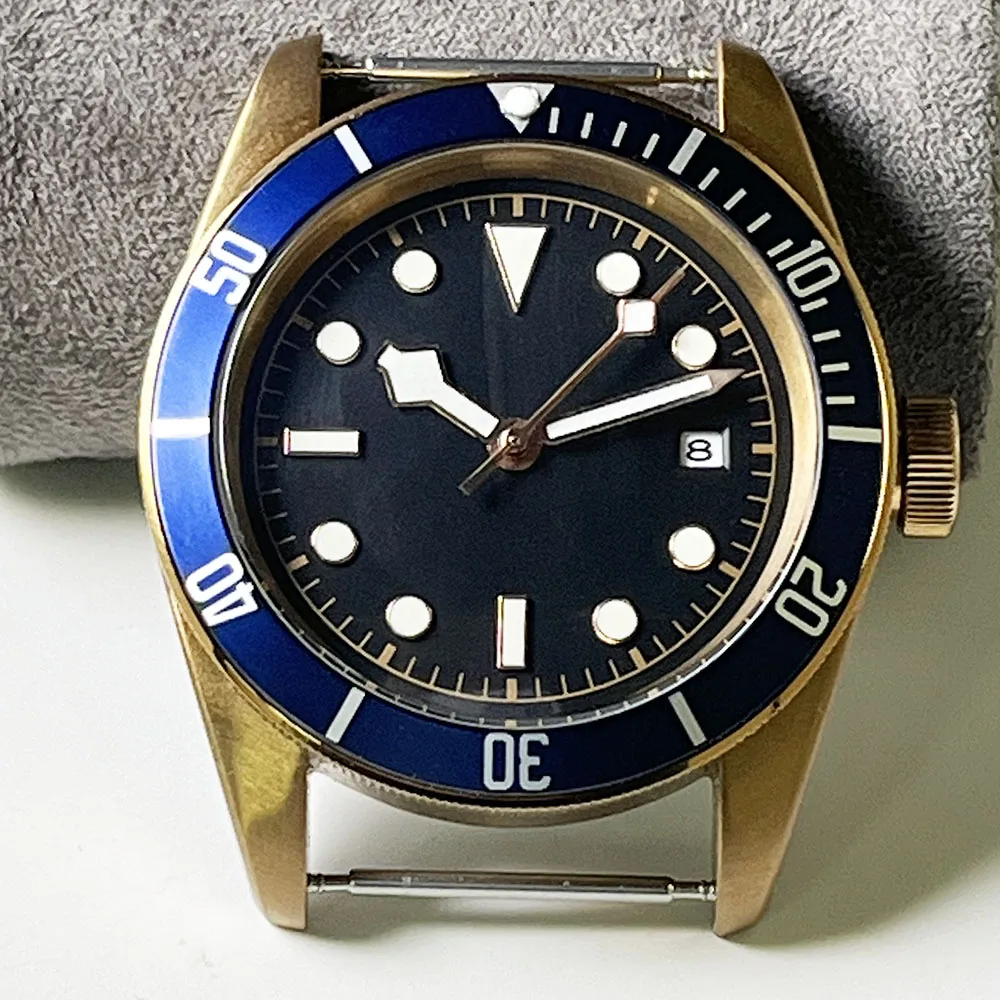 41MM rose gold case coated, black dial with 8215 automatic movement mirror sapphire glass men's watch without strap