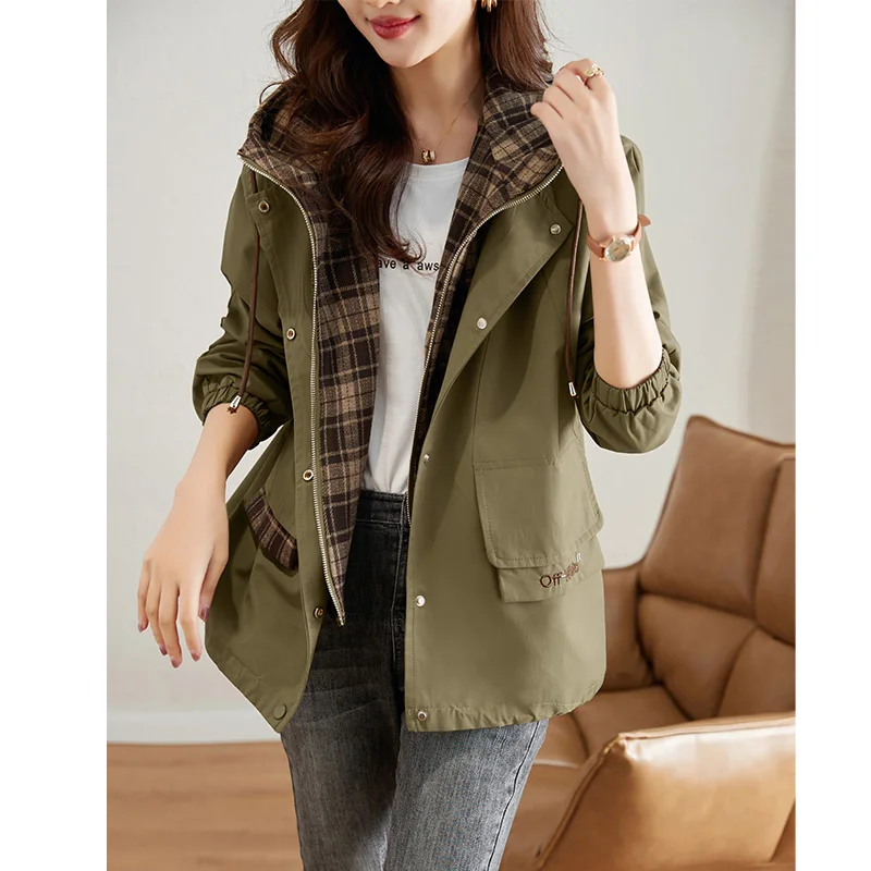 Otoño 2024 Abrigo informal Faionable para mujer, cortavientos de gran tamaño, Top de moda de alta gama, fibra de poliéster, largo, Sve Zi...