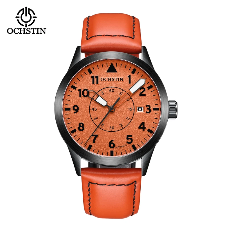 OCHSTIN Men Automatic Mechanical Movement Watch Leather Strap Nylon Male Clock Fashion Waterproof for Men Gift Wirstwatches