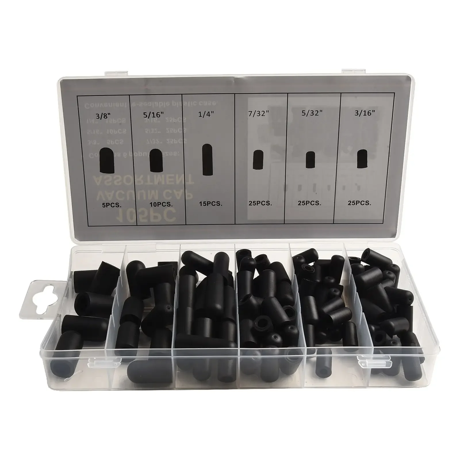105Pcs Vacuum Dust Cap For Automobile Crburetor Rubber Dropper Cover 3/8'' 5/16'' 4/1'' 7/32'' 5/32' Carburetor Hose Cap Kit