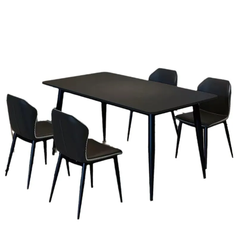 

Solid color, rock slab, dining table and chairs, combination, household, light luxury, modern, simple