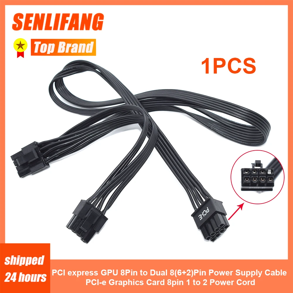 1PCS PCI Express GPU 8Pin to Dual 8(6+2)Pin PCI-E Graphics Card 8Pin 1 to 2 Power Cord Power Supply Cable