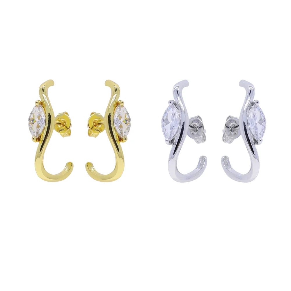 Classic Fashion Micro Pave 5A Cubic Zircon Marquise CZ Twisted Stud Earring Geometric Stacked Stud Earrings for Women Jewelry