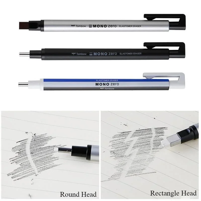 Tombow Mono Zero Eraser Mechanical Rubber Refillable Pen Press Type Sketching Drawing Correction Children\'s Erasers Art Supplies