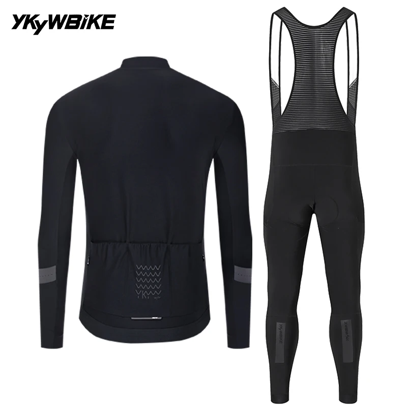 YKYWBIKE Herren-Radsportbekleidung Winter 10-20 ° C Fahrrad-Sets Rennrad-Latzhose Anzug Langarm-Radtrikot Kleidung – Detail 24