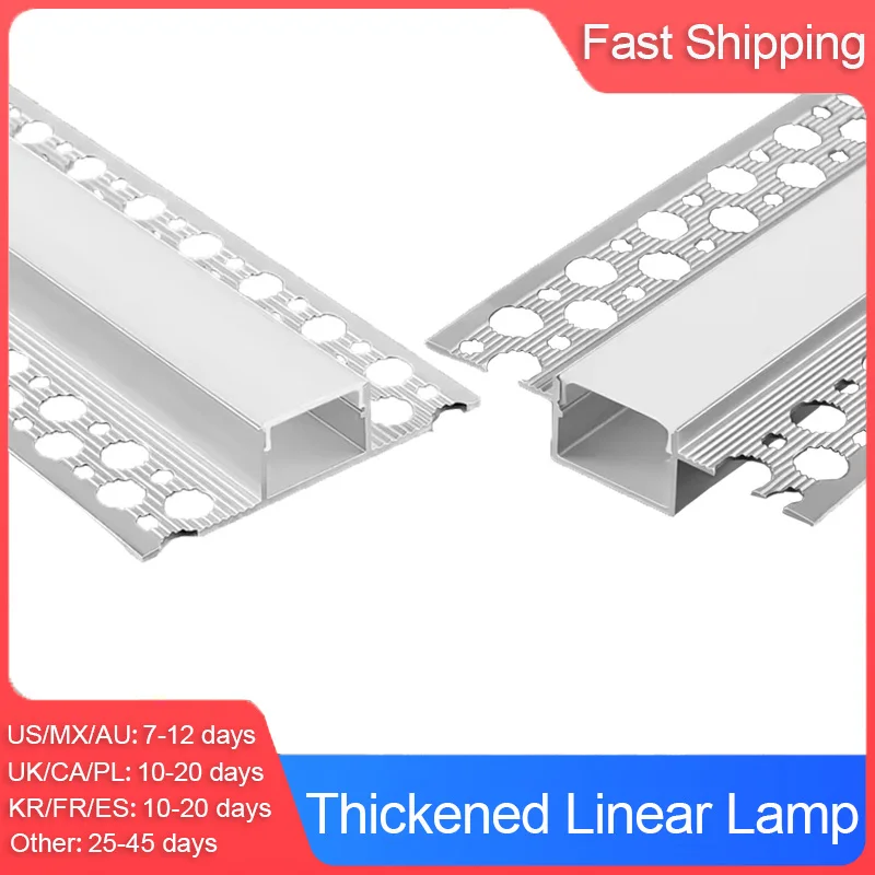 Verdikte verzonken lineaire strip Licht aluminium kanaal koellichaam Gipsplaten Gipsmuur Gips-in aluminium LED-profiel