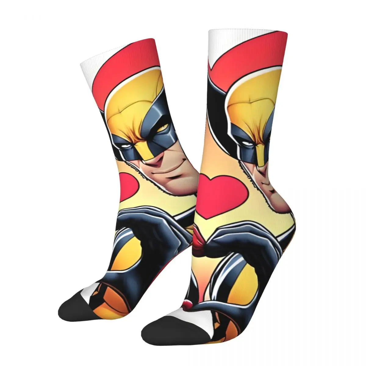 1 Pair Hip Hop Retro Crazy Men's compression Socks Unisex Disney Marvel Deadpool And Wolverine Street Style Seamless Printed