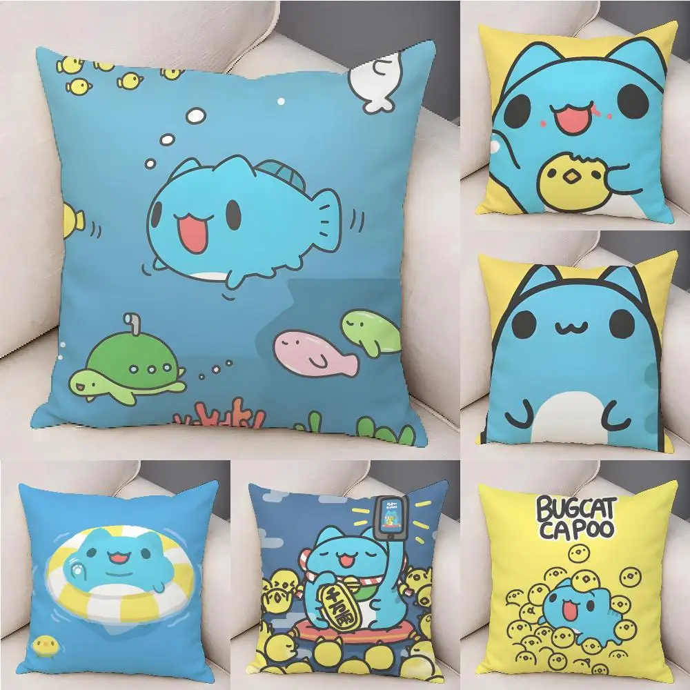 Cute Cartoon B-Bugcat Capoo Cushion Cover Organic Linen Square Pillow Case Durable Non-Allergenic And Kind To Skin