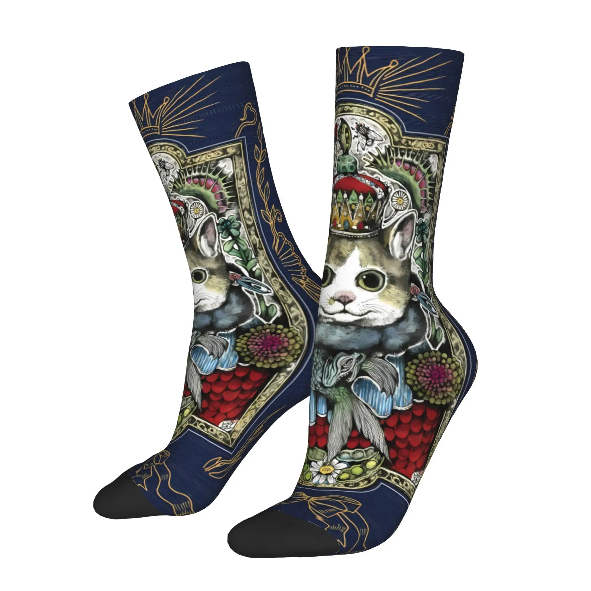 

Cat illustration Cat Socks Male Mens Women Spring Stockings Polyester