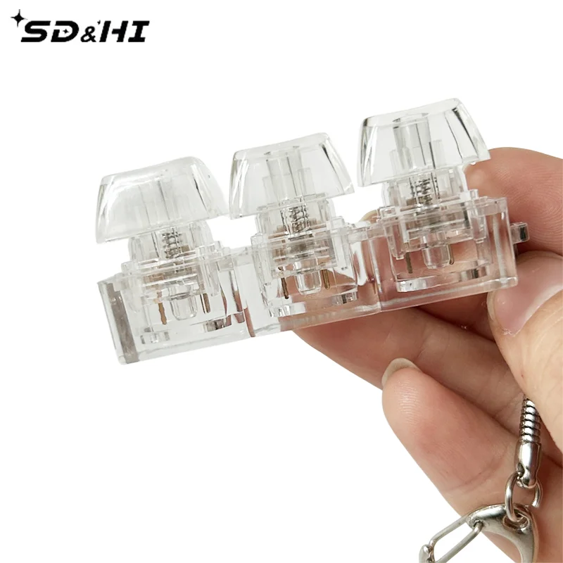 โปร่งใส 1/4 คีย์คีย์บอร์ดเครื่องทดสอบ LED คีย์บอร์ดของเล่นความเครียดบรรเทา DIY ปุ่ม Keycap พวงกุญแจของเล่น