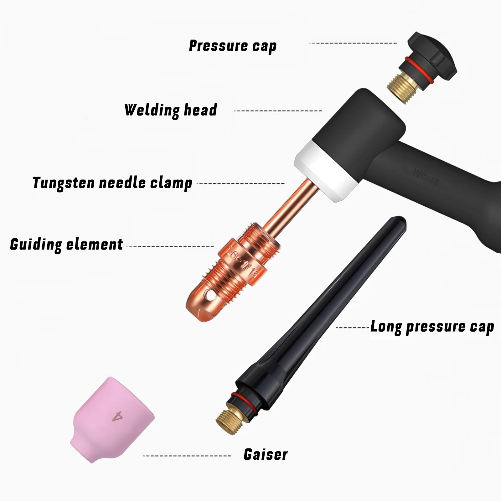 Conjunto de piezas consumibles de soldadura de suite, trazo de parrilla de trabajo, punta de plástico de llama