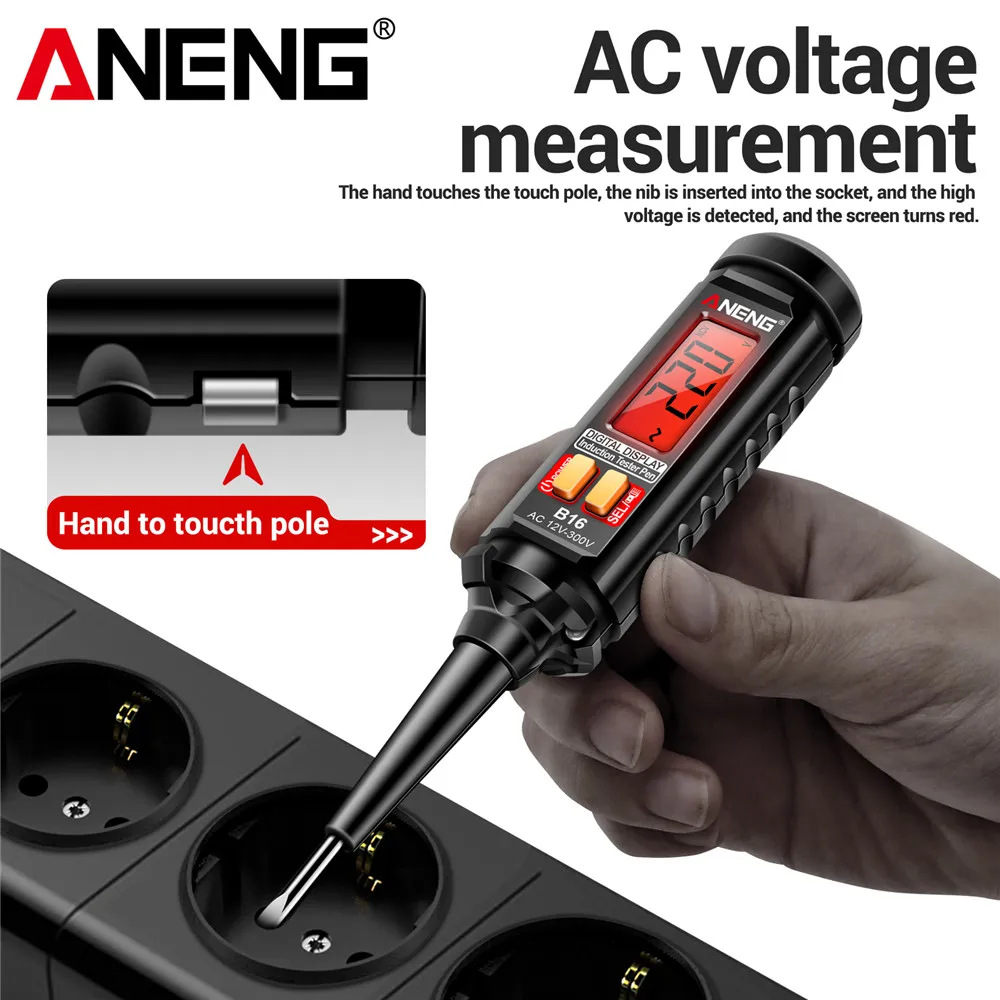 ANENG B16 Non-Contact 12V-300V Voltage Detector Tester Pen Test Meter Light Bulb Car Diagnostic Breakpoint Finder Voltmeter Tool