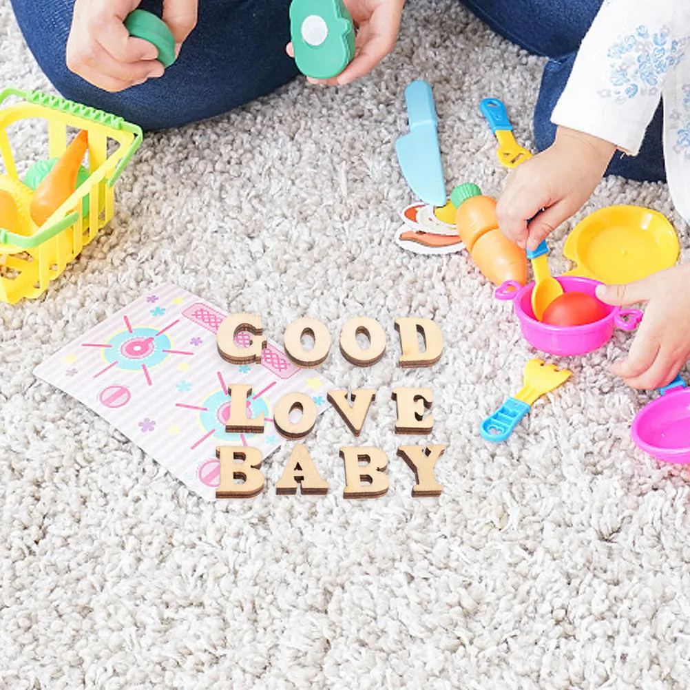 300Pcs Natural Wood Vintage Alphabet Buttons Unfinished Uppercase Letters for DIY Crafts Scrapbooking Wall Letter Decor Wooden