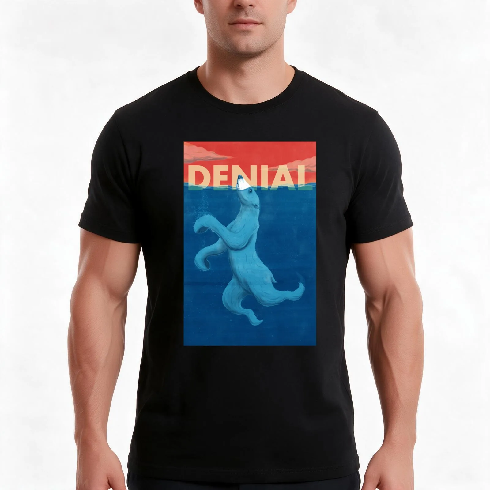 Drowning in Denial T-Shirt, Summer Casual Cotton Tee, Oversized Streetwear Tops, Vintage Graphic Print, Loose Fit Short Sleeve