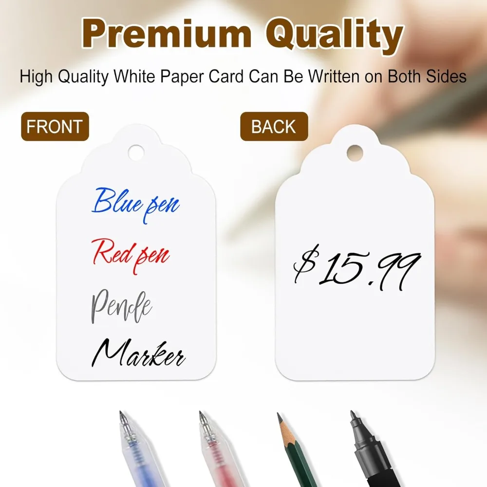 1000 PCS Price Tags with String, 1.77 x 1.1 Inch Hang Tags for Garage Sale, Retail, Jewelry, Clothing Labels - view 4