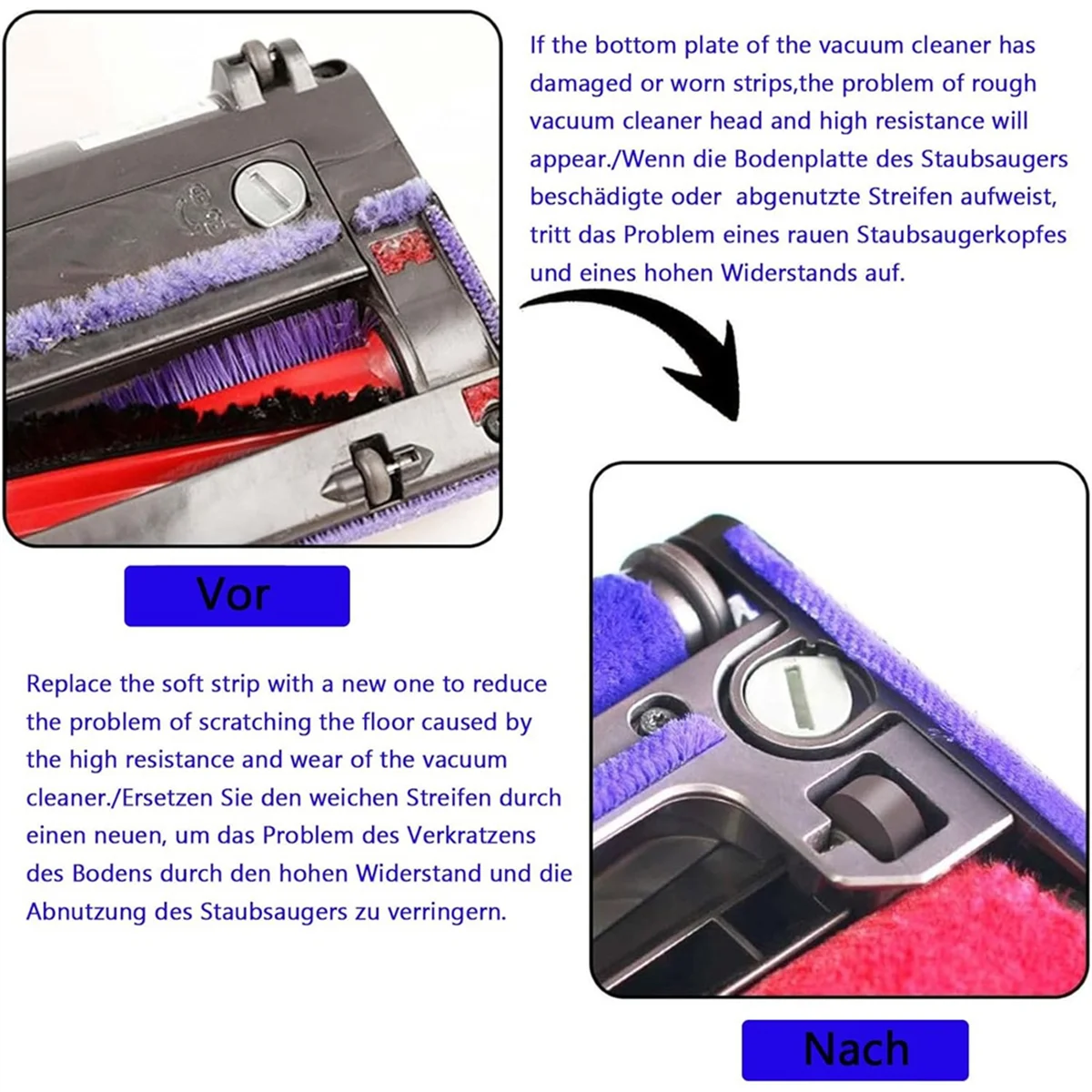 ABQR accessoires en peluche douce pour aspirateur V6 V7 V8 V10 V11 V15 pièces de rechange à rouleau souple