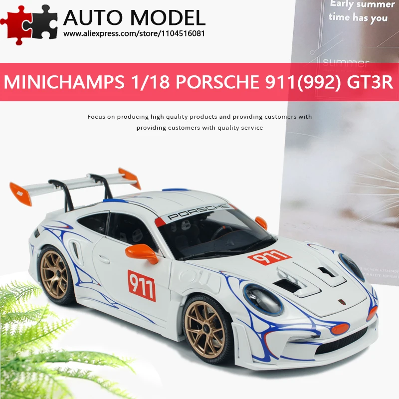 

2023 Porsche 911 Gt3 Rs Racing Modified Car Simulation Alloy Car Model Full Door Opening Collectible Display Minichamps 1:18 Die-Cast Metal Scale Static Model Gift for Adults and Boys Toy