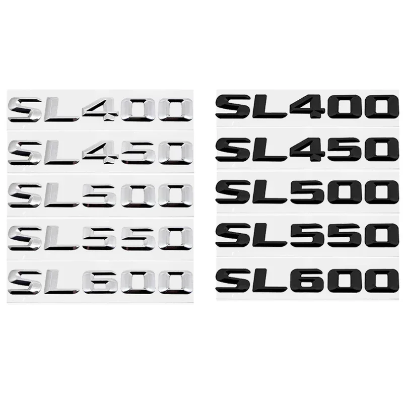 Car Rear Trunk Stickers for Mercedes Benz SL350 SL400 SL450 SL500 SL550 SL600 Car Tail Box 3D Emblem Badge Decal