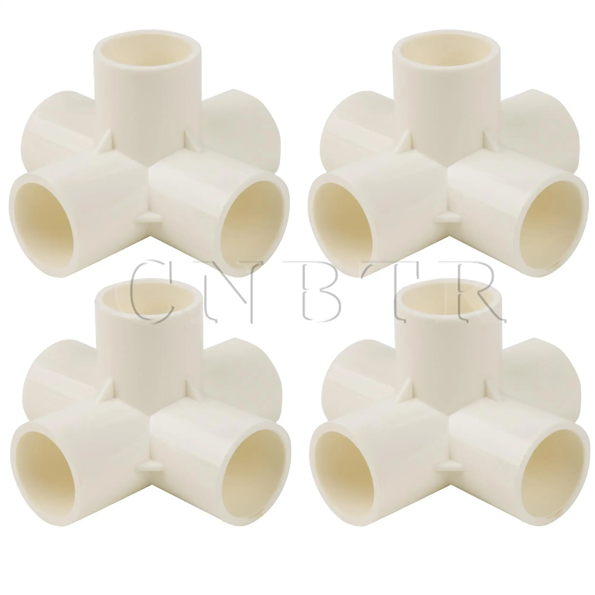 CNBTR 4Pieces 5 Way Elbow Fittings 3/4 Inch White for DIY Furniture Pipe Connecters