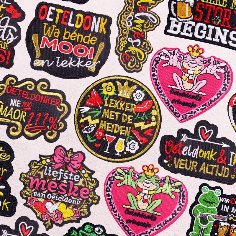 

Netherlands Carnival Oeteldonk Emblem Iron On Patches For Clothing Dutch Carnival Frog Embroidery Patch Festival Decor Badges