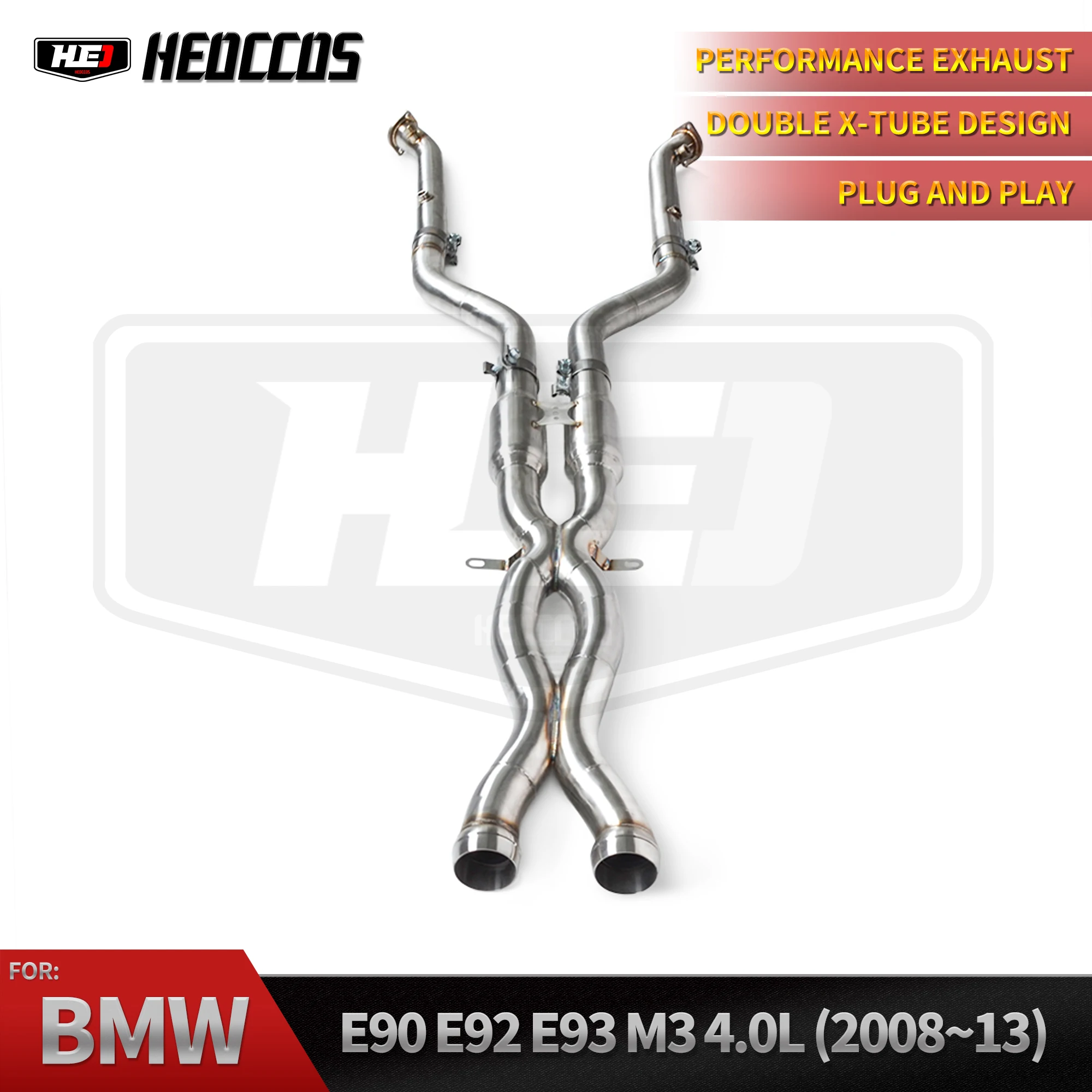 HEO Titanium X‑Pipe Midpipe With 2 Resonators Kit For BMW M3 E90 E92 E93 S65 V8 4.0L 2008‑2013 Performance Exhaust Pipe