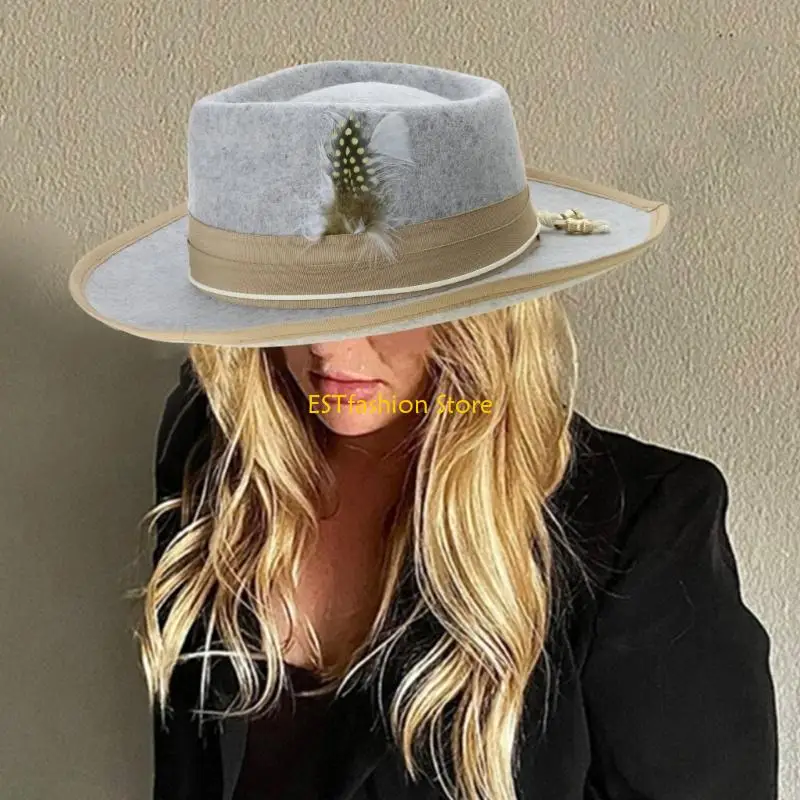 Y5GC Wool Classical Cowboy Hats Old School Trend for Women Men Photo Props