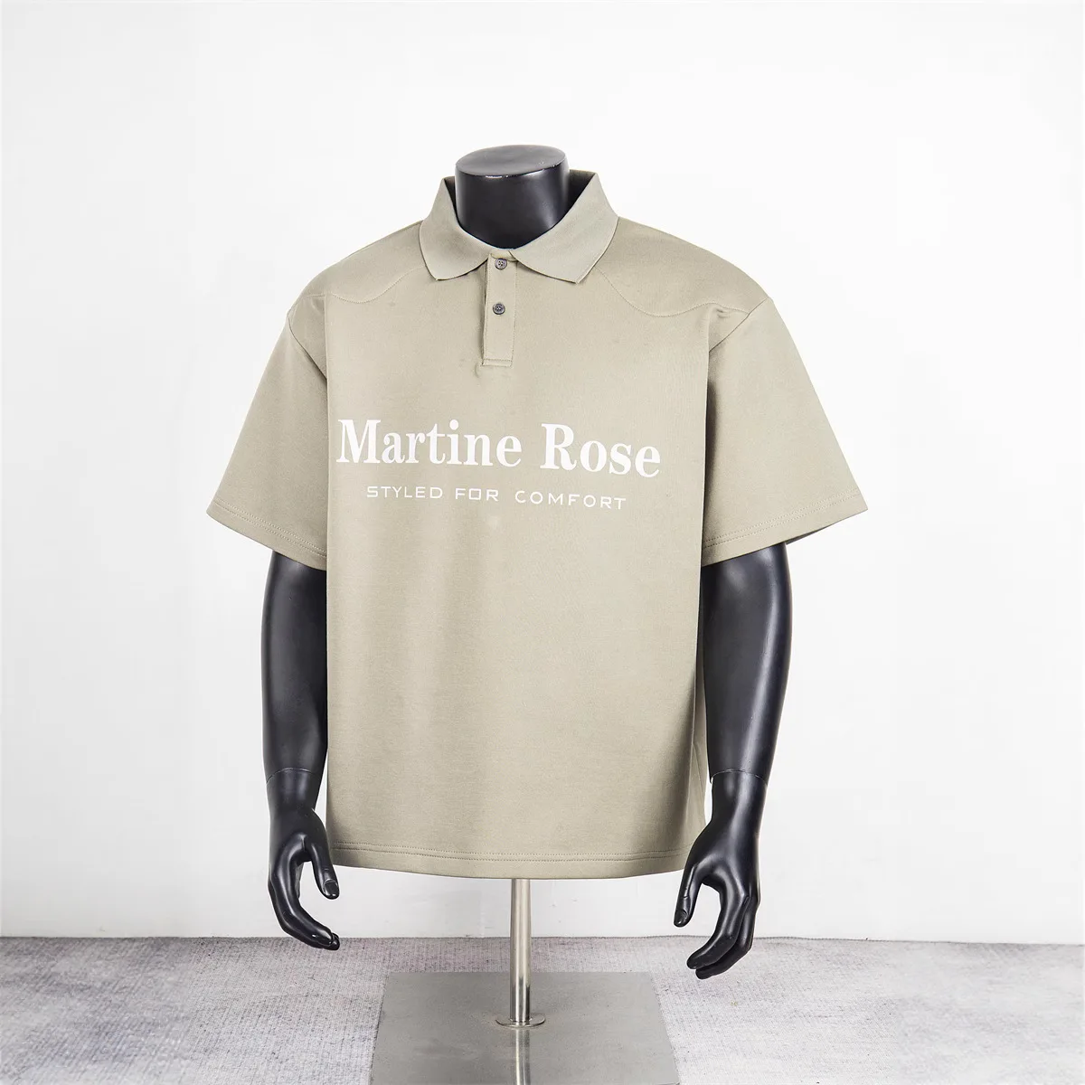 

Martine rose Printed lettering padded shoulder loose style polo shirt for both men and women