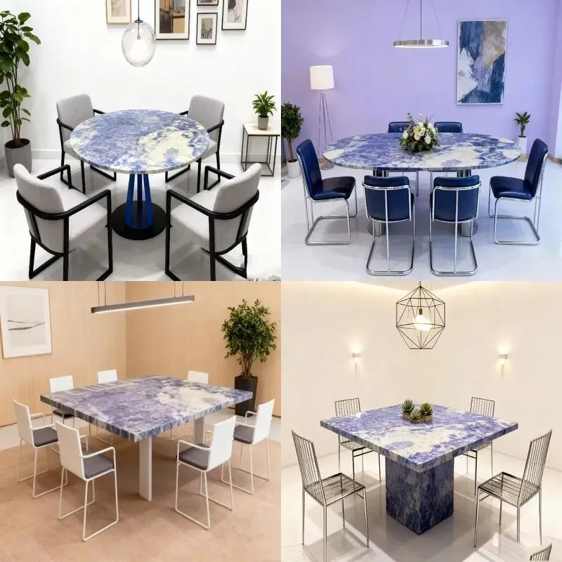 Luxury Natural Bolivian Blue Granite Dining Table for Living Room and Dining Area