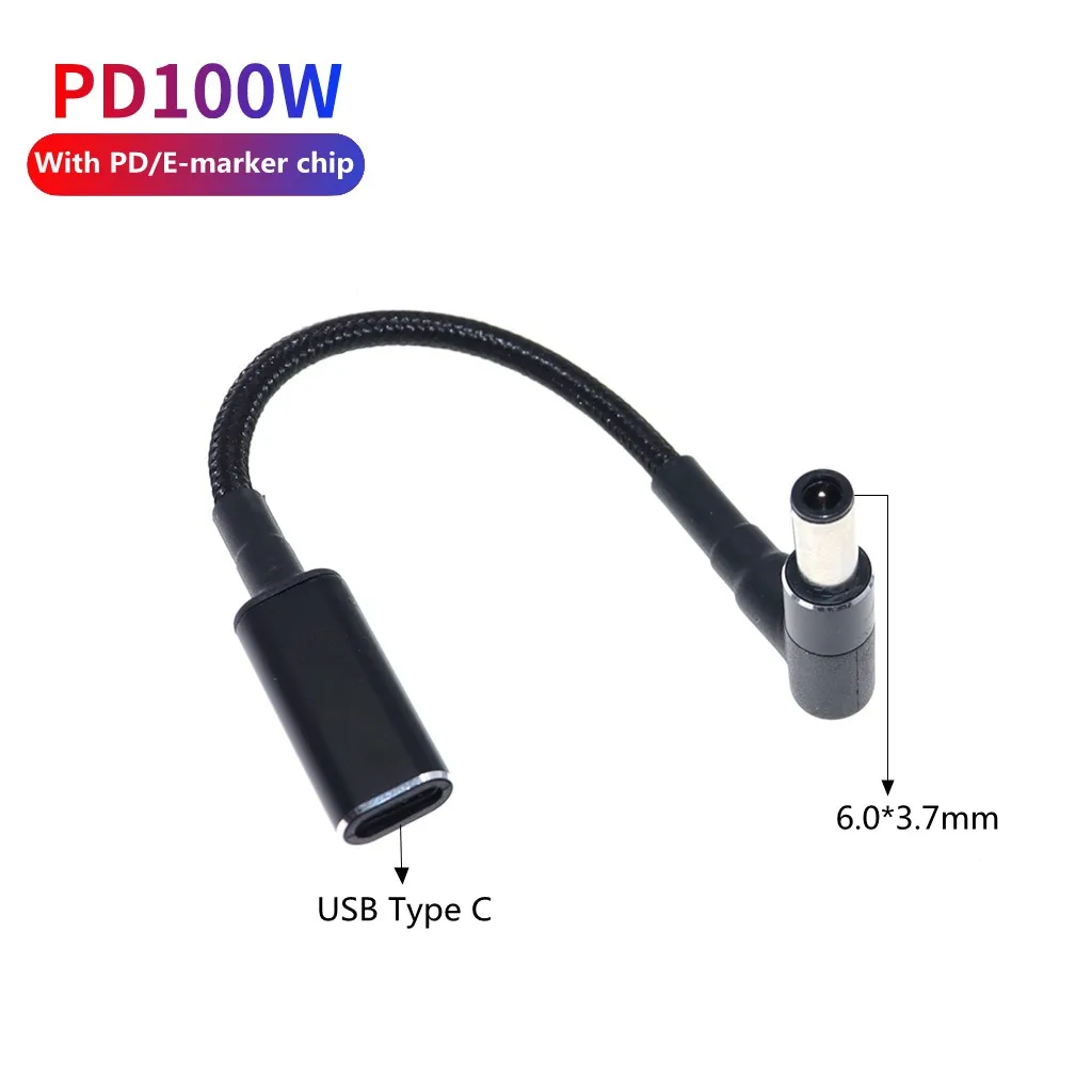 100W USB C Female to 6.0*3.7mm Male Plug Adapter Converter USB Type C PD Fast Charging Cable Cord for Asus Laptop PC