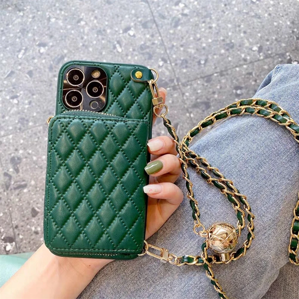 Phone Cases With Card Holder - Leren crossbody lanyard telefoonhoesje voor iPhone