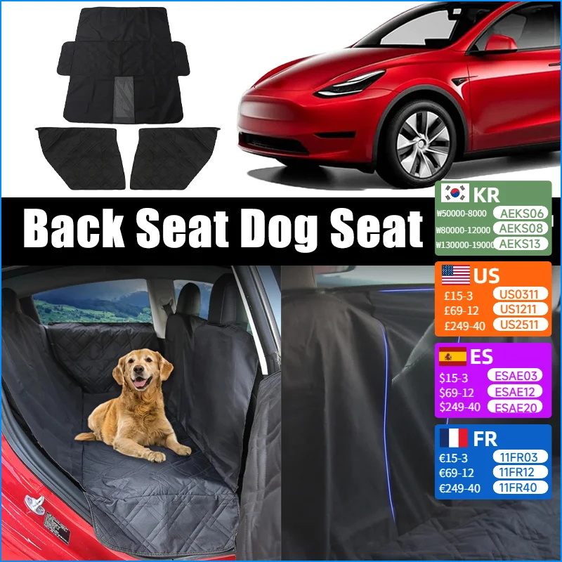 

Back Seat Dog Car Seat Cover for Tesla Model Y Juniper Model 3 Highland 2025 Travel Waterproof Protective Pad Car Accessories