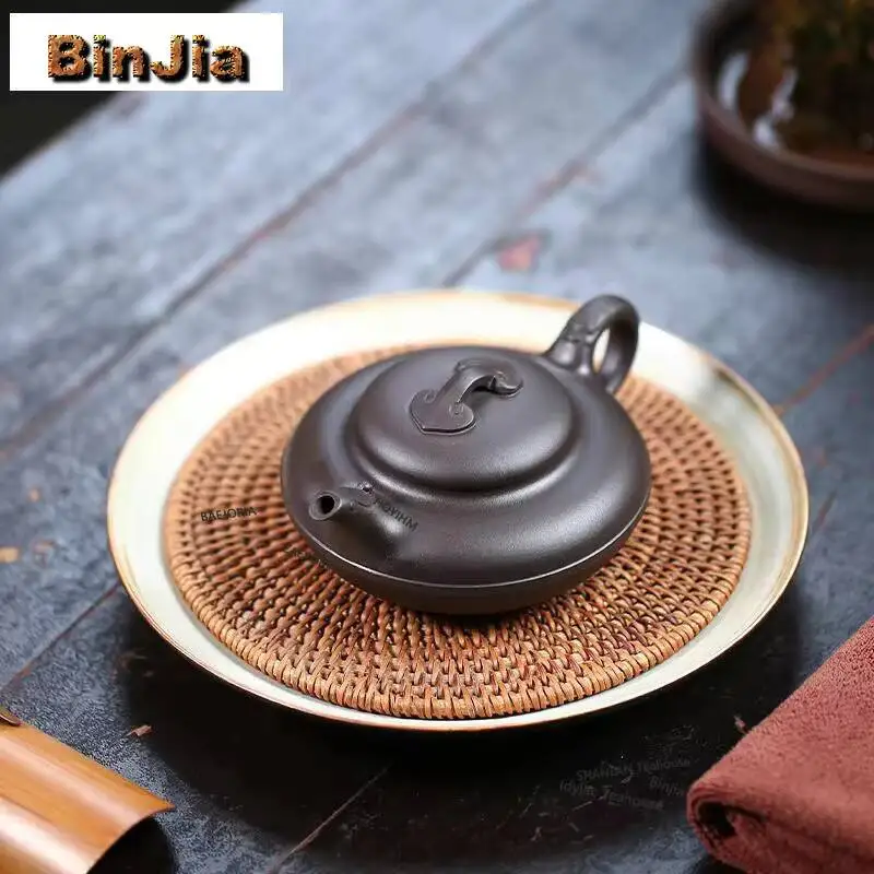 230ml Retro Yixing Purple Clay Teapots Handmade Dragon And Phoenix Pot Raw Ore Black Mud Kettle Zisha Teaset Decoration Supplies